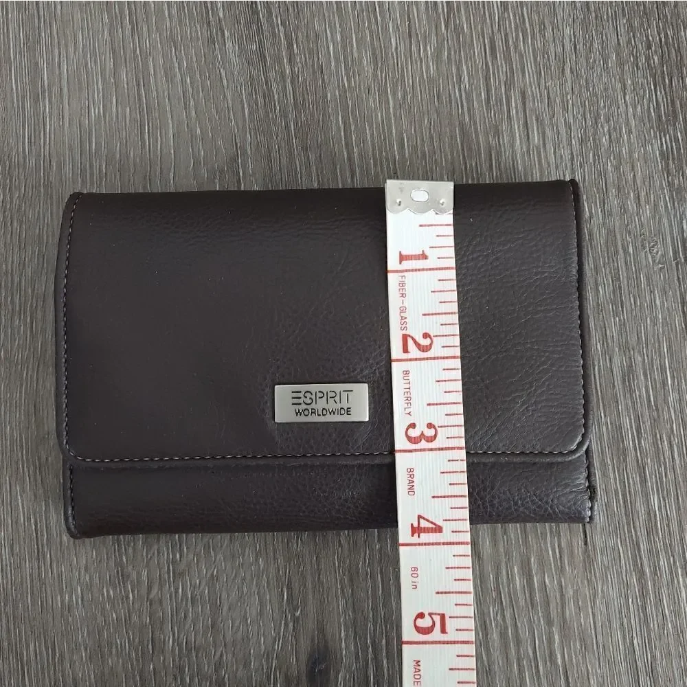 Vintage ESPRIT Brown Snap Closure Tri Fold Wallet